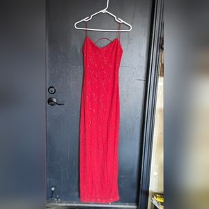 City Triangles Long Red Backless Spaghetti Strap Dress - Small